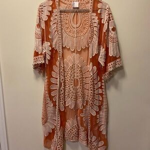 Orange Kimono with White Lace